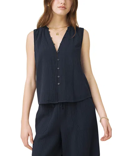 Splendid Ava Gauze Button Front Tank In Blue