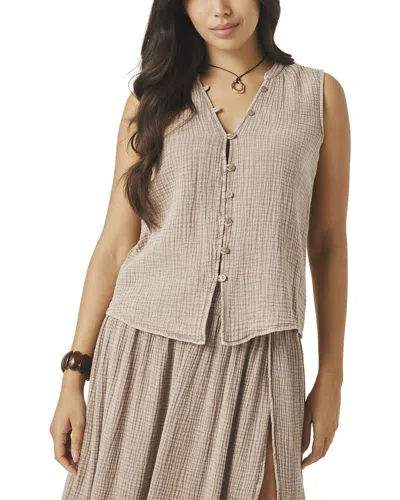 Splendid Ava Gauze Button Tank In Neutral
