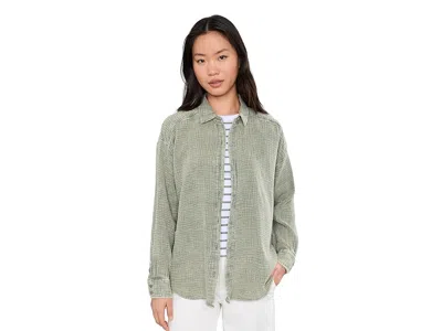 Splendid Ava Gauze Button-down In Green