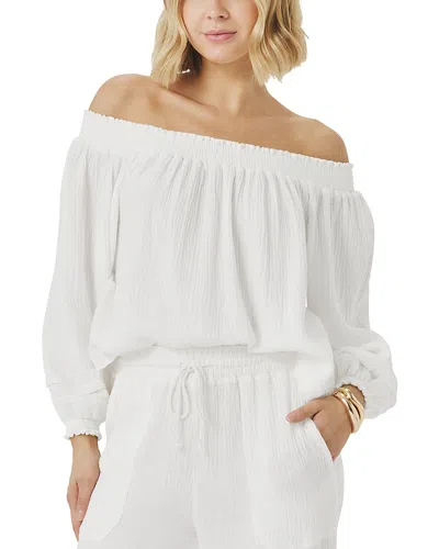 Splendid Ava Gauze Off-the-shoulder Top In White