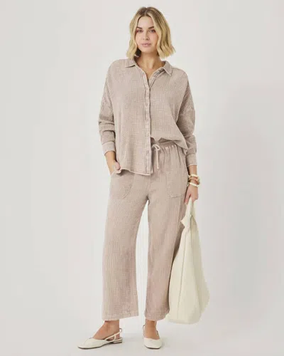 Splendid Ava Gauze Wide Leg Pants In Light Wicker In Multi