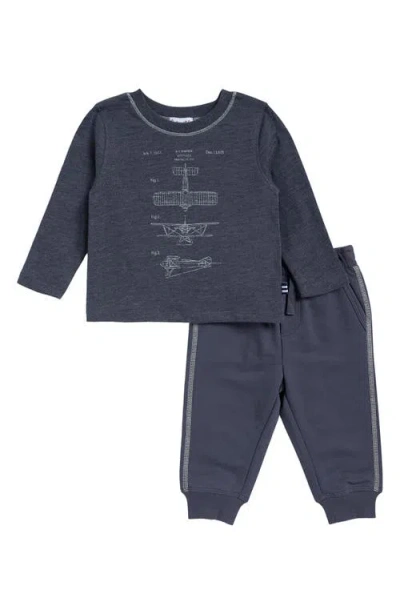 Splendid Babies'  Aviation Academy Long Sleeve T-shirt & Joggers Set In Gray