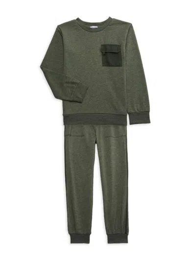 Splendid Kids' Baby Boy's & Little Boy's 2-piece Sweatshirt & Joggers Set In Forest