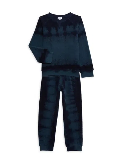 Splendid Kids' Baby Boy's & Little Boy's 2-piece Tie Dye Faux Fur Sweatshirt & Joggers Set In Deep Navy