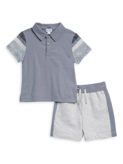 Splendid Baby Boy's & Little Boy's Stormy Stripe Polo Shirt & Shorts Set In Slate Blue