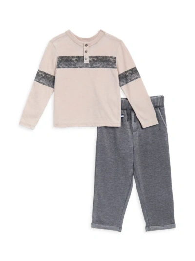 Splendid Baby Boy's & Little Boy's Striped Long-sleeve Shirt & Trousers Set In Stone Multi