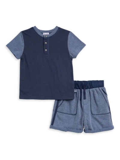 Splendid Baby Boy's & Little Boy's Washed Henley T-shirt & Shorts Set In Navy