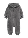 Splendid Baby Boy's Mido Hooded Faux Fur Coverall In Heather Grey