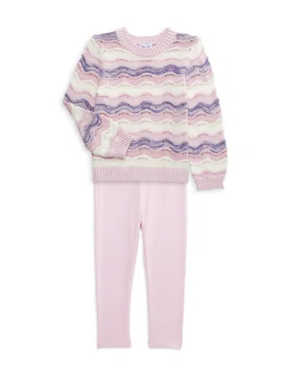 Splendid Baby Girl's 2-piece Colorblock Wool Blend Sweater & Pants In Pink