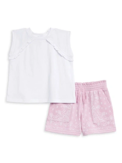Splendid Baby Girl's & Little Girl's Sleeveless T-shirt & Bandana Shorts Set In White