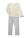 Splendid Baby Girl's Sardina Knit Ruffle Top & Leggings Set In Natural