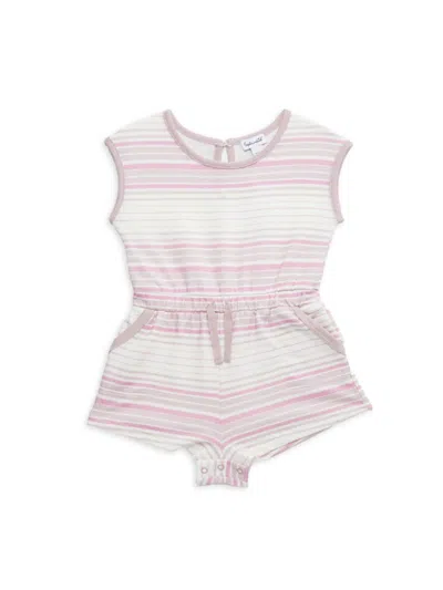 Splendid Baby Girl's Striped Drawstring Romper In Pink White