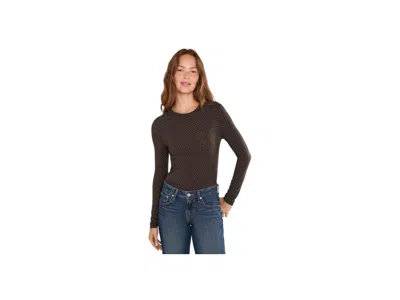 Splendid Bamboo Long Sleeve T-shirts Women's T Shirt Java/taupe Grey: Xl (women's 14-16) In Brown