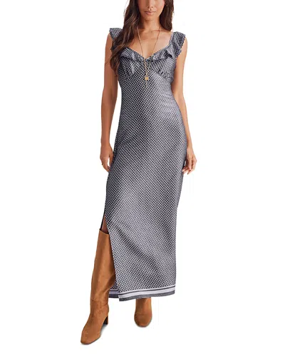 Splendid Baylee Ruffle Empire Waist Maxi Dress In Gray