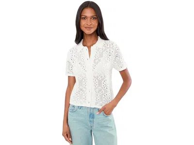 Splendid Beckham Crochet Polo Sweater Women's Sweater White: Sm (women's 2-4)