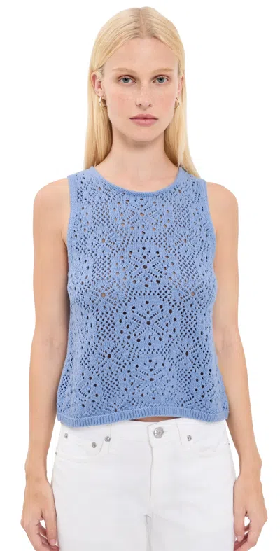 Splendid Beckham Crochet Sweater Tank Azure In Blue