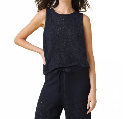 Splendid Beckham Crochet Sweater Tank In Navy In Blue