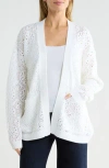Splendid Beckham Open Front Openwork Cardigan In White