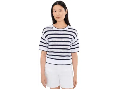 Splendid Beckham Short Sleeve Stripe Sweater Women's Sweater White / Navy: Xs (women's 0-2)