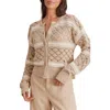 Splendid Bennett Cotton Open Knit Pattern Cardigan In Brown