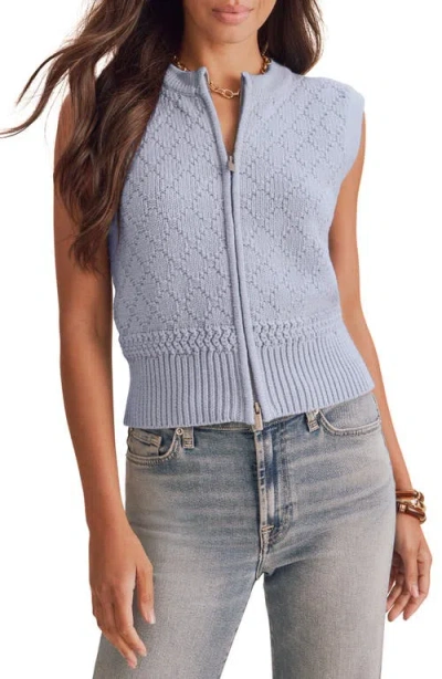 Splendid Benson Zip Sweater Vest In Blue Mist