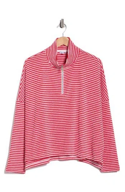 Splendid Besos Quarter Zip Pullover In Red