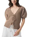 Splendid Beverley Tie-front Sweater In Brown Sugar