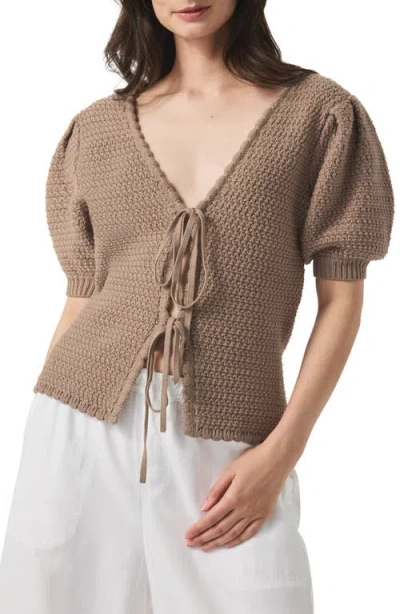 Splendid Beverly Puff Sleeve Sweater In Brown Sugar
