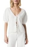 Splendid Beverly Puff Sleeve Sweater In White