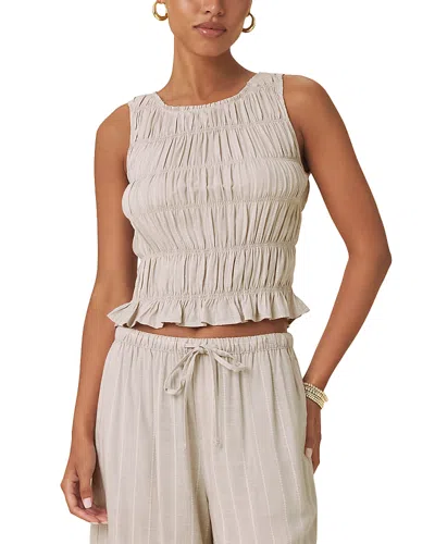 Splendid Bianca Smocked Crop Tank In Brown