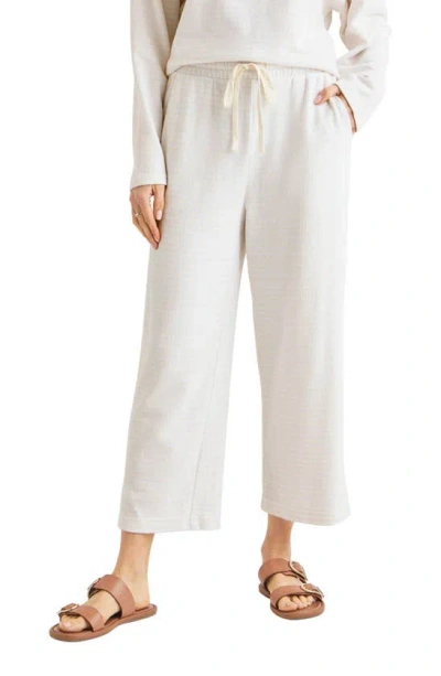 Splendid Bisous Stripe Cotton Blend Crop Drawstring Trousers In White Sand/ White