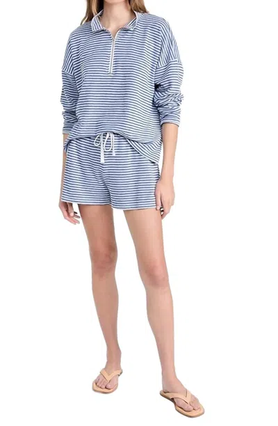 Splendid Women's Bisous Stripe French Terry Shorts In Cerulean White