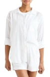 SPLENDID BLOOM EMBROIDERED STRIPE COTTON BUTTON-UP SHIRT