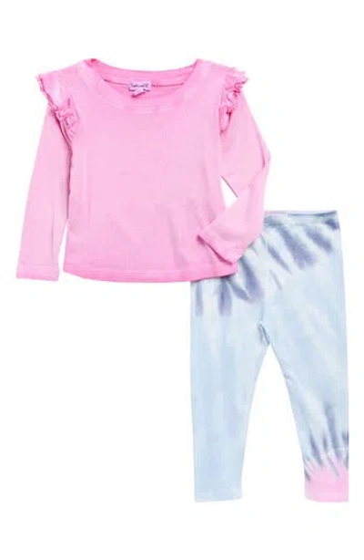 Splendid Babies'  Blooming Ruffle Top & Tie Dye Leggings Set In Pink