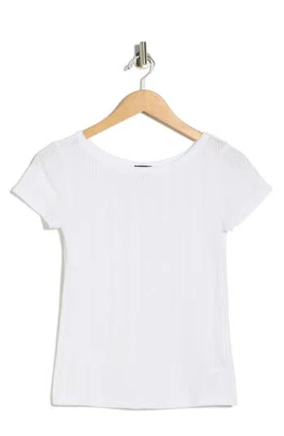 Splendid Boat Neck Pointelle T-shirt In White