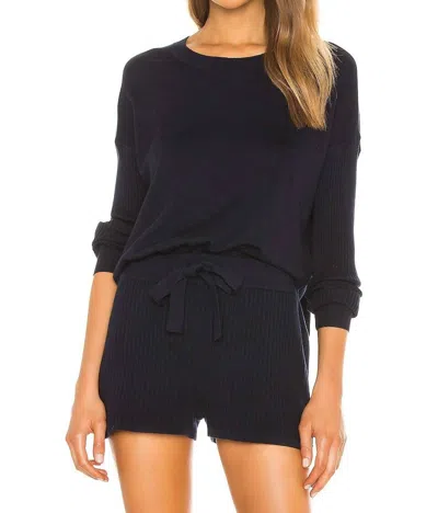 Splendid Bonfire Ribbed Pullover Sweater In Navy In Blue