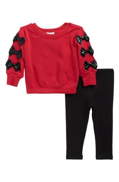 Splendid Babies'  Bow Embellished Sweatshirt & Leggings Set In Multi