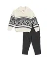 Splendid Boys' Fair Isle Sweater & Cargo Pants Set - Little Kid In Black/snow