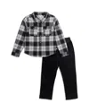 Splendid Boys' Flannel Plaid Shirt & Pants Set - Little Kid In Black