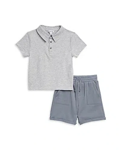 Splendid Kids' Little Boy's Solid Polo & Shorts Set In Heather Grey