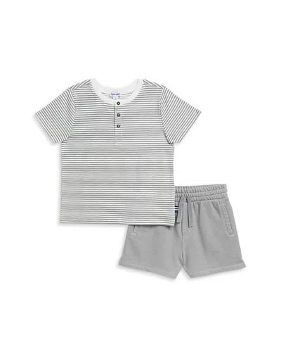 Splendid Boys' Poolside Striped Tee & Shorts Set - Little Kid In Gray