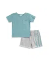 Splendid Boys' Ripple Wave Tee & Shorts Set - Little Kid In Aqua Sky