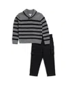 Splendid Boys' Roll Neck Striped Sweater & Cargo Pants Set - Little Kid In Black