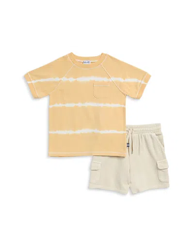 Splendid Boys' Sunny Tie Dyed Tee & Cargo Shorts Set - Little Kid In Yellow