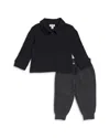 Splendid Boys' Textured Long Sleeved Top & Jogger Pants Set - Little Kid In Black