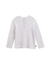 Splendid Boys' Yarn Dyed Striped Henley Tee - Little Kid In Ice Gray Heather