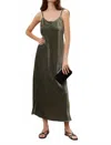 Splendid Breeze Velvet Maxi Slip Dress In Sage Green In Green
