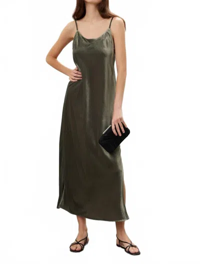 Splendid Breeze Velvet Maxi Slip Dress In Sage Green
