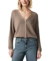Splendid Bri Rib Blouson Sleeve Cardigan In Brown Sugar