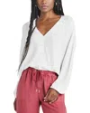 Splendid Bri Rib Blouson Sleeve Cardigan In White